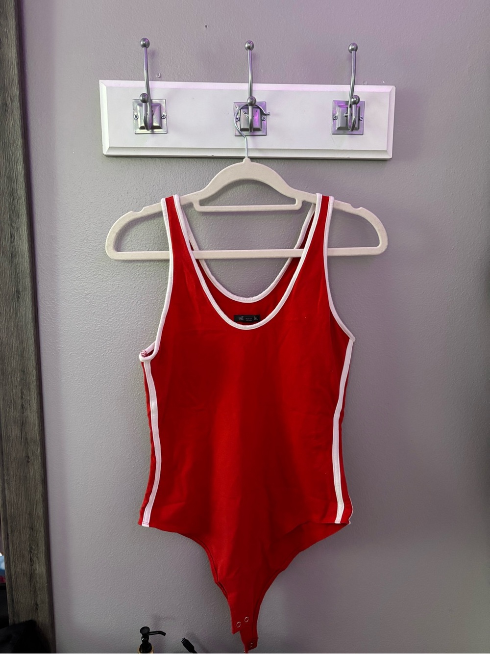 Wild Fable Red One-Piece Bodysuit with White Trim